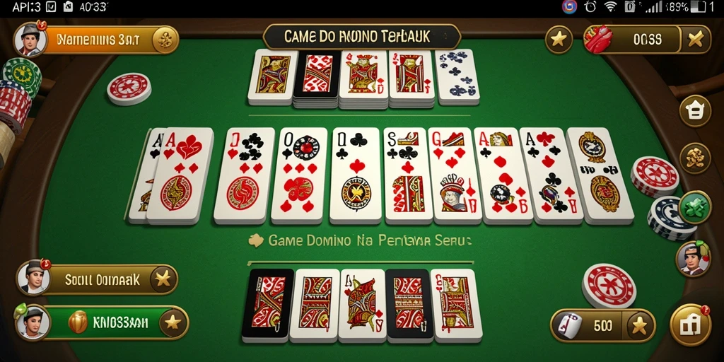 Tampilan gameplay seru dalam API33 yang menampilkan pemain bersaing di meja Domino.