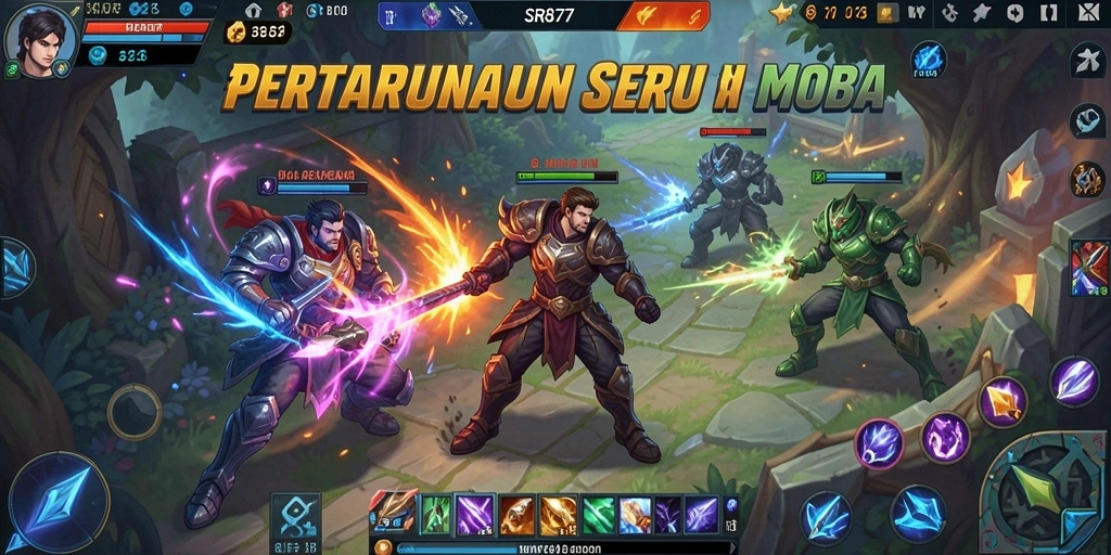 Tampilan gameplay SR877 yang mendebarkan di arena MOBA.