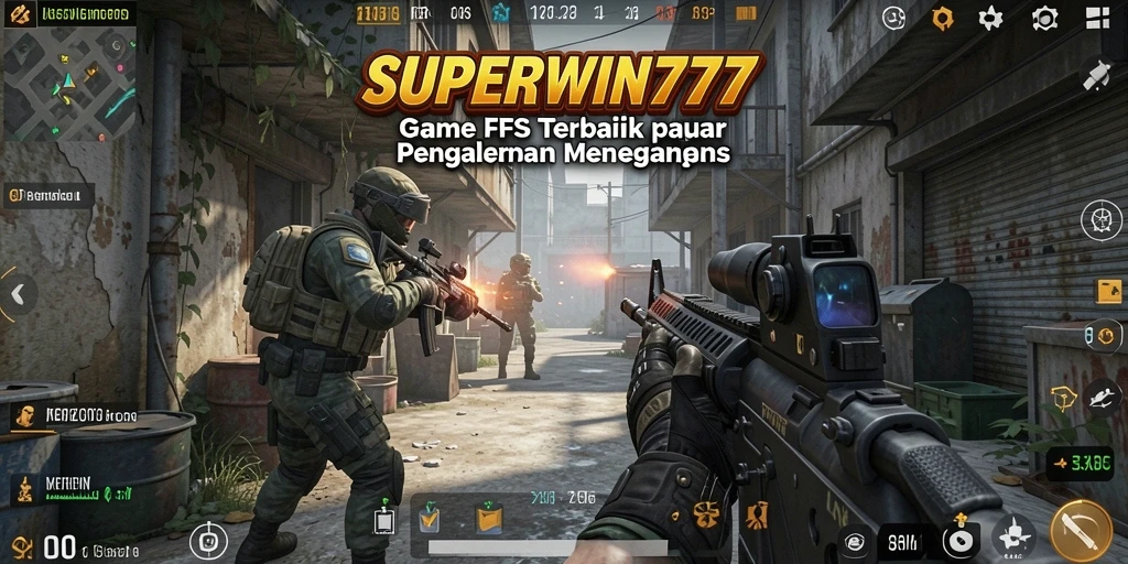 Screenshot SUPERWIN777 menampilkan aksi gameplay FPS yang mendebarkan.