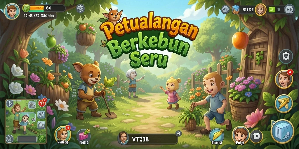 Tampilan gameplay VT38 saat merawat tanaman di lahan pertanian.